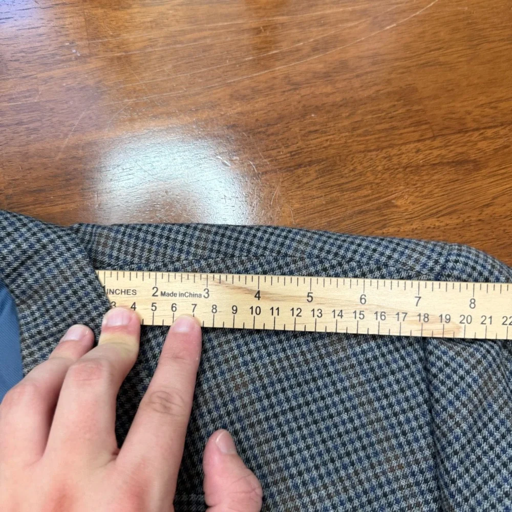 Oak Hill Sport Coat Mens 3XL 54/56R Blue Brown Houndstooth Check Blazer Jacket